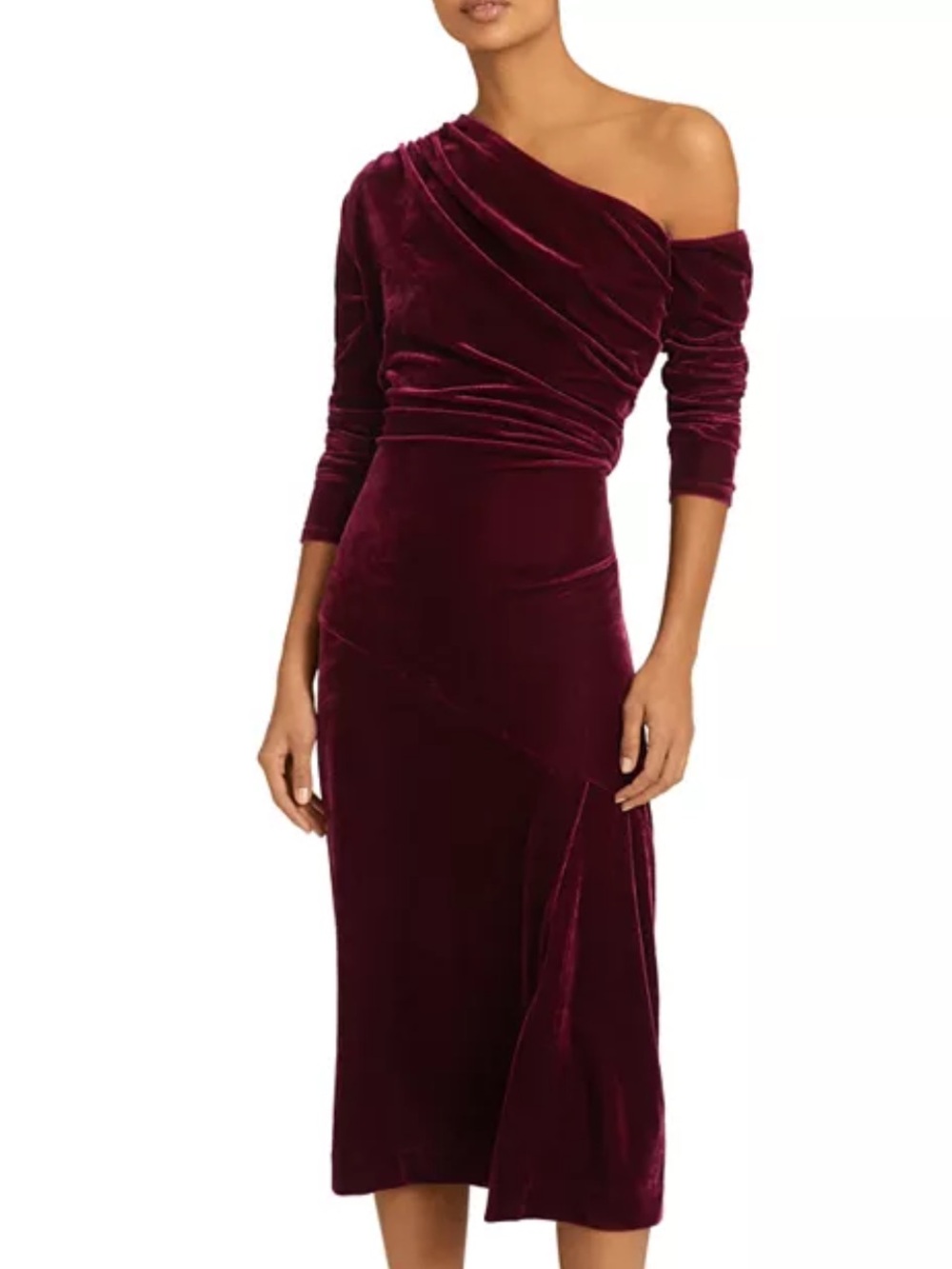 REISS Bella One Shoulder Velvet Dress 10